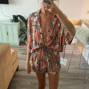 Beach riot palm leaf romper cover up